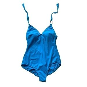 Magic Suit "Teal" One-Piece halter Swimsuit w gold embellishment size 14.